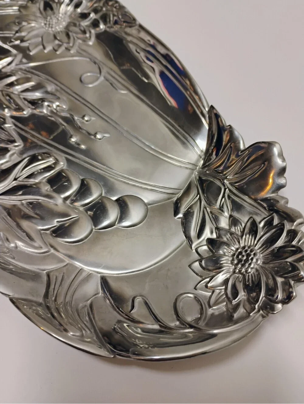 Vintage Fitz And Floyd Metal Sunflower Jewelry Candy Trinket Tray